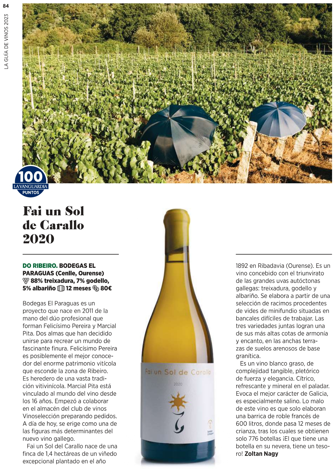 100 puntos y mejor vino de España en La Vanguardia