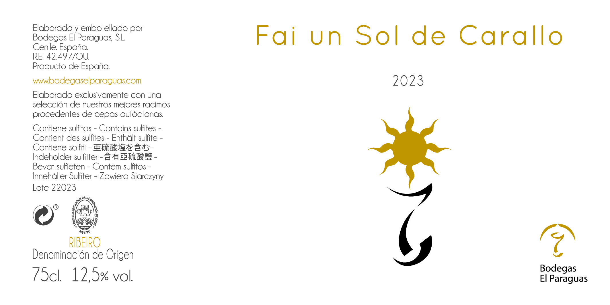 Etiqueta Fai un Sol de Carallo 2023